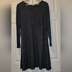 Old Navy Black Heathered Long Sleeve Dress XL